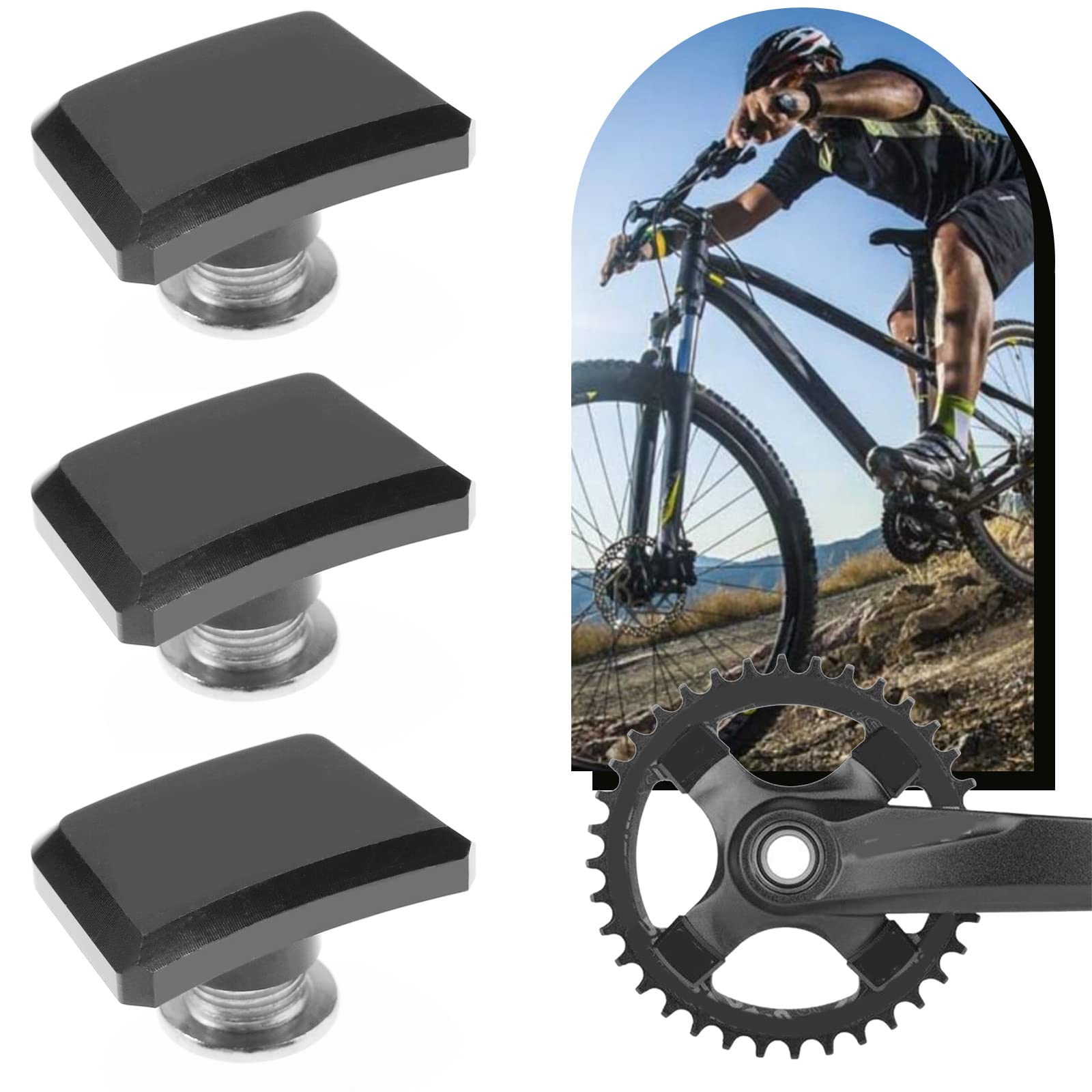eMagTech 4PCS Single Chainring Bolts - CNC Aluminum Alloy Crankset Screws (25x18mm) for Mountain Bikes, Road Bikes, Folding Bikes, Downhill Bikes, MTB & BMX - Durable Replacement Parts for Smooth Cycling Performance