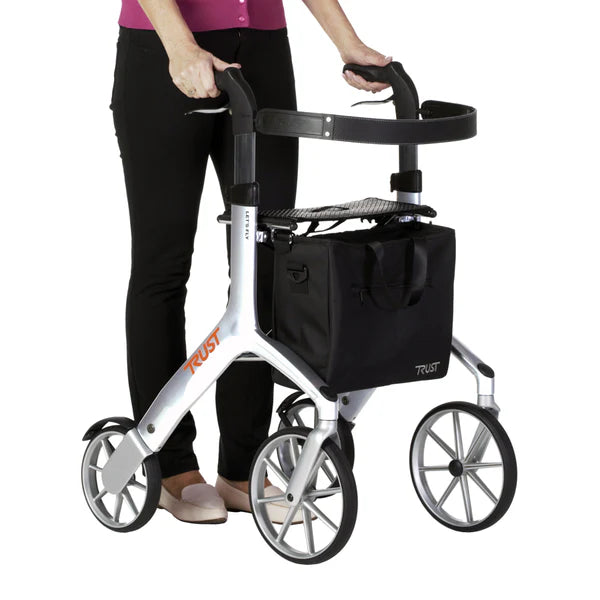 Stander™ Trust Care® Let’s Fly Rollator Walker - Lightweight Mobility Aid with Seat & Basket for Seniors & Adults - Perfect for Indoor/Outdoor Use, Shopping & Travel Assistance