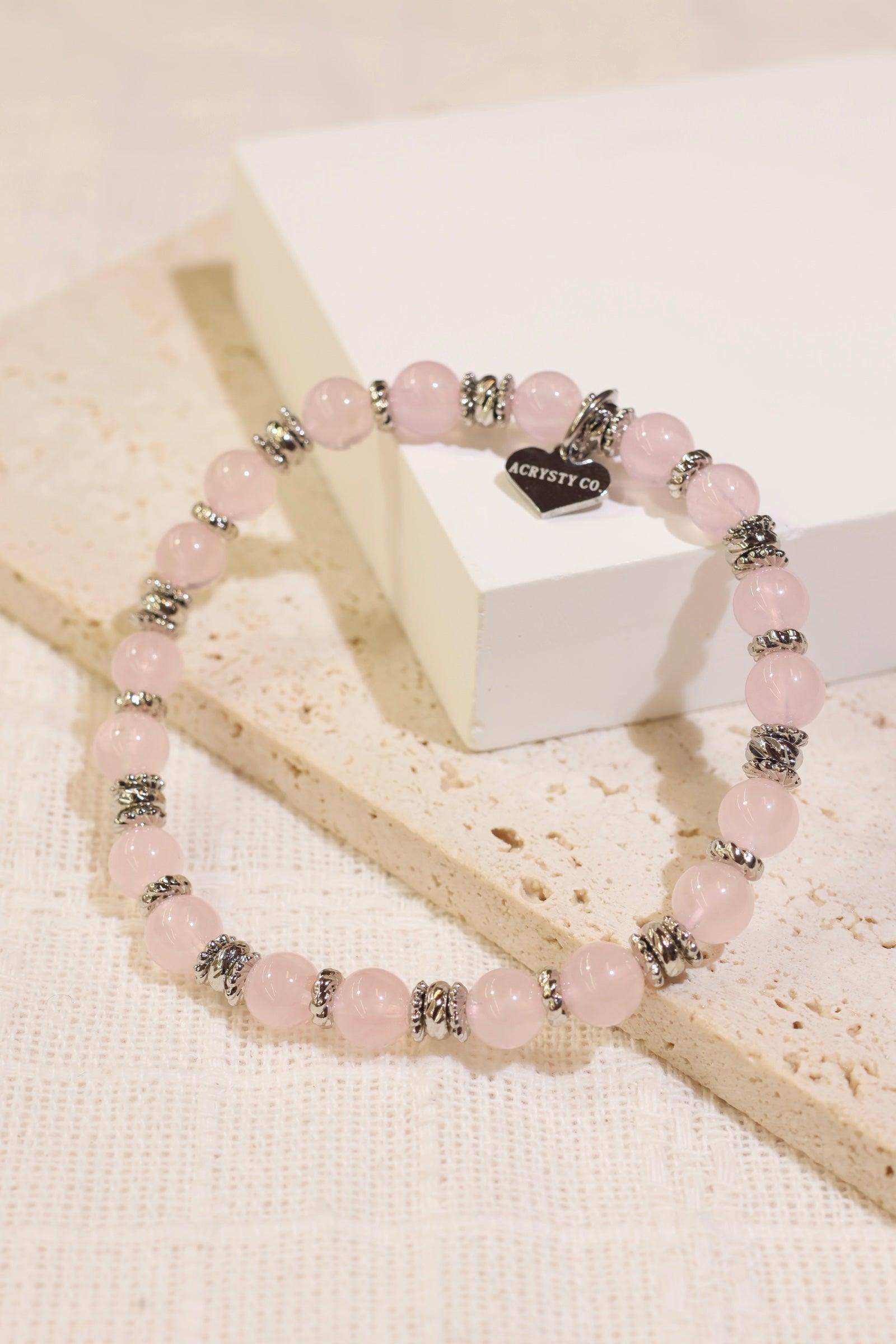ACD Madagascar Rose Quartz Bracelet for Women - Natural Healing Crystal Jewelry for Stress Relief, Chakra Balancing & Positive Energy | Perfect for Meditation, Yoga & Spiritual Gifts