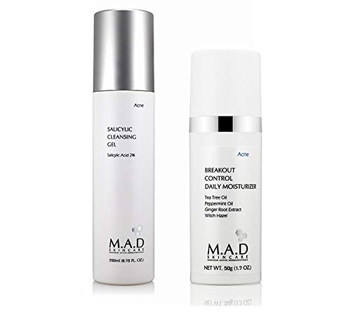 **M.A.D SKINCARE Anti-Acne Duo Set - Salicylic Acid Cleansing Gel & Breakout Control Daily Moisturizer for Clear Skin | Acne Treatment for Oily & Combination Skin | Perfect for Daily Skincare Routine**