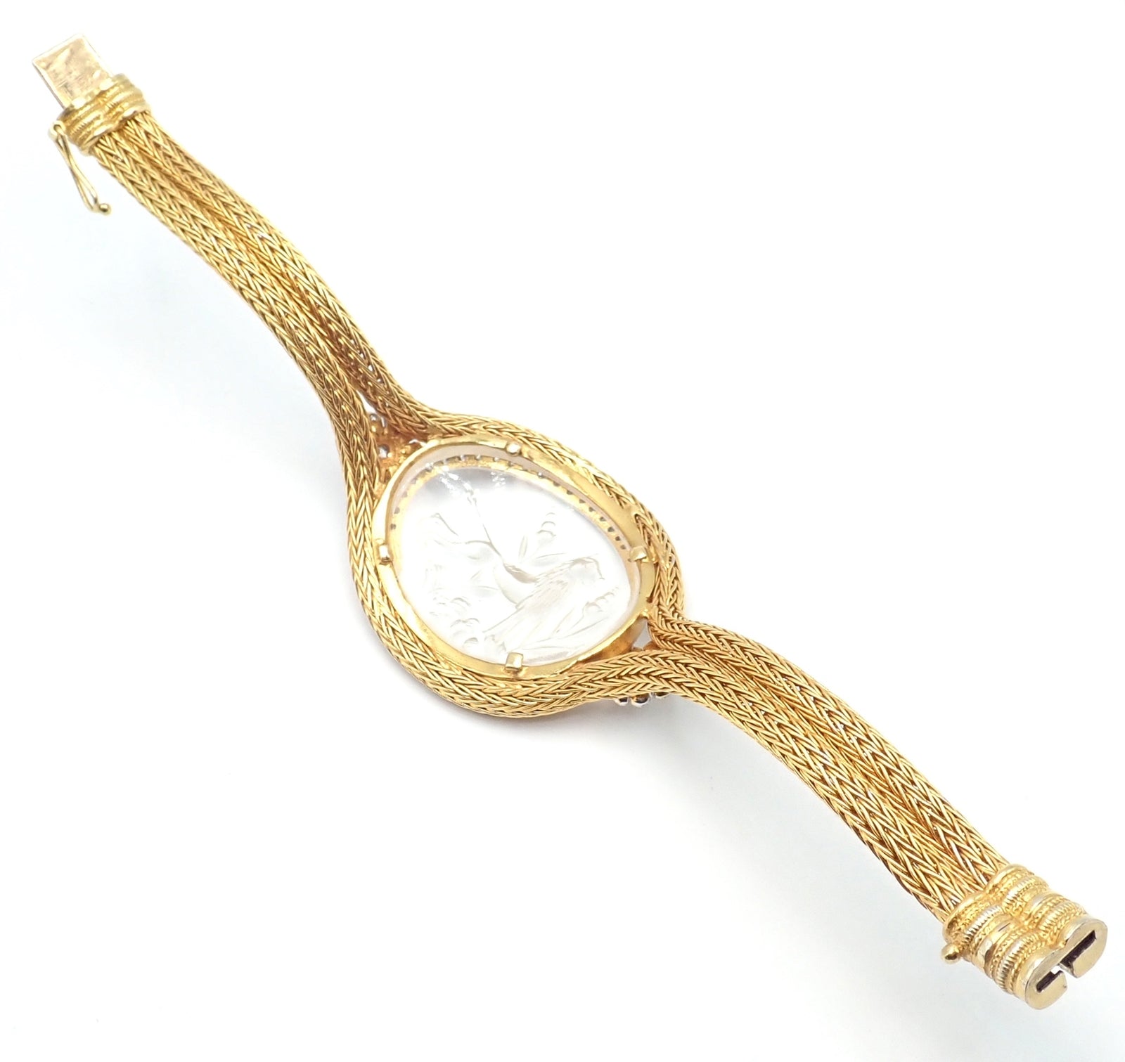 Authentic Ilias Lalaounis 18k Yellow Gold Diamond Rock Crystal Bangle Bracelet - Luxury Jewelry for Women, Elegant Gift for Special Occasions, Perfect for Weddings, Anniversaries and Formal Events