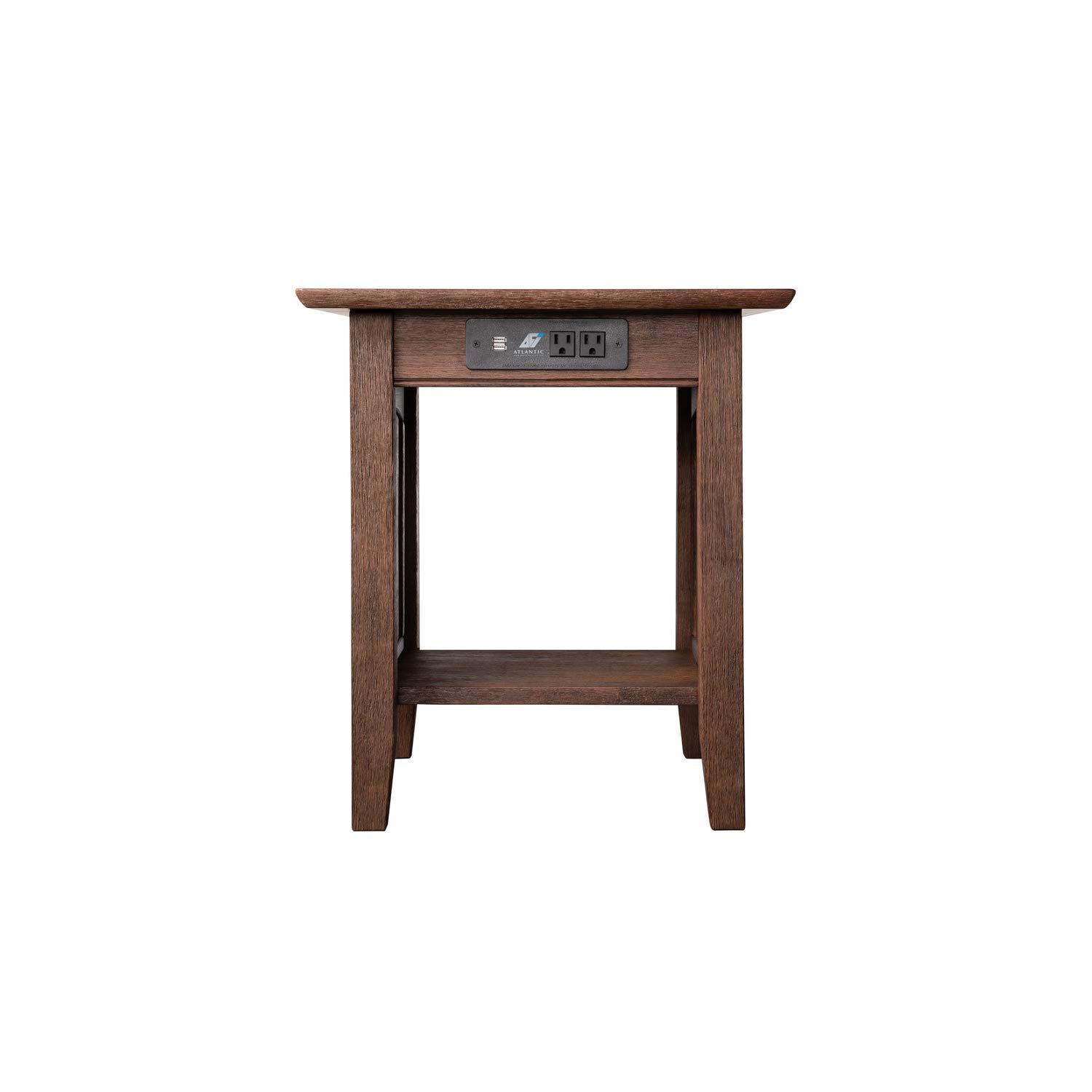 AFI Nantucket End Table with Built-in USB Charger - Modern Side Table for Living Room, Bedroom, Office - Burnt Amber Finish - Compact Nightstand with Wireless Charging Station