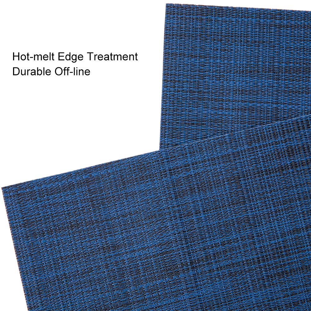 Myir JUN Set of 6 Non-Slip Heatproof Washable Woven Placemats - PVC Fabric Dining Table Mats for Indoor Use (Dark Blue) - Perfect for Everyday Meals, Dinner Parties & Home Decor