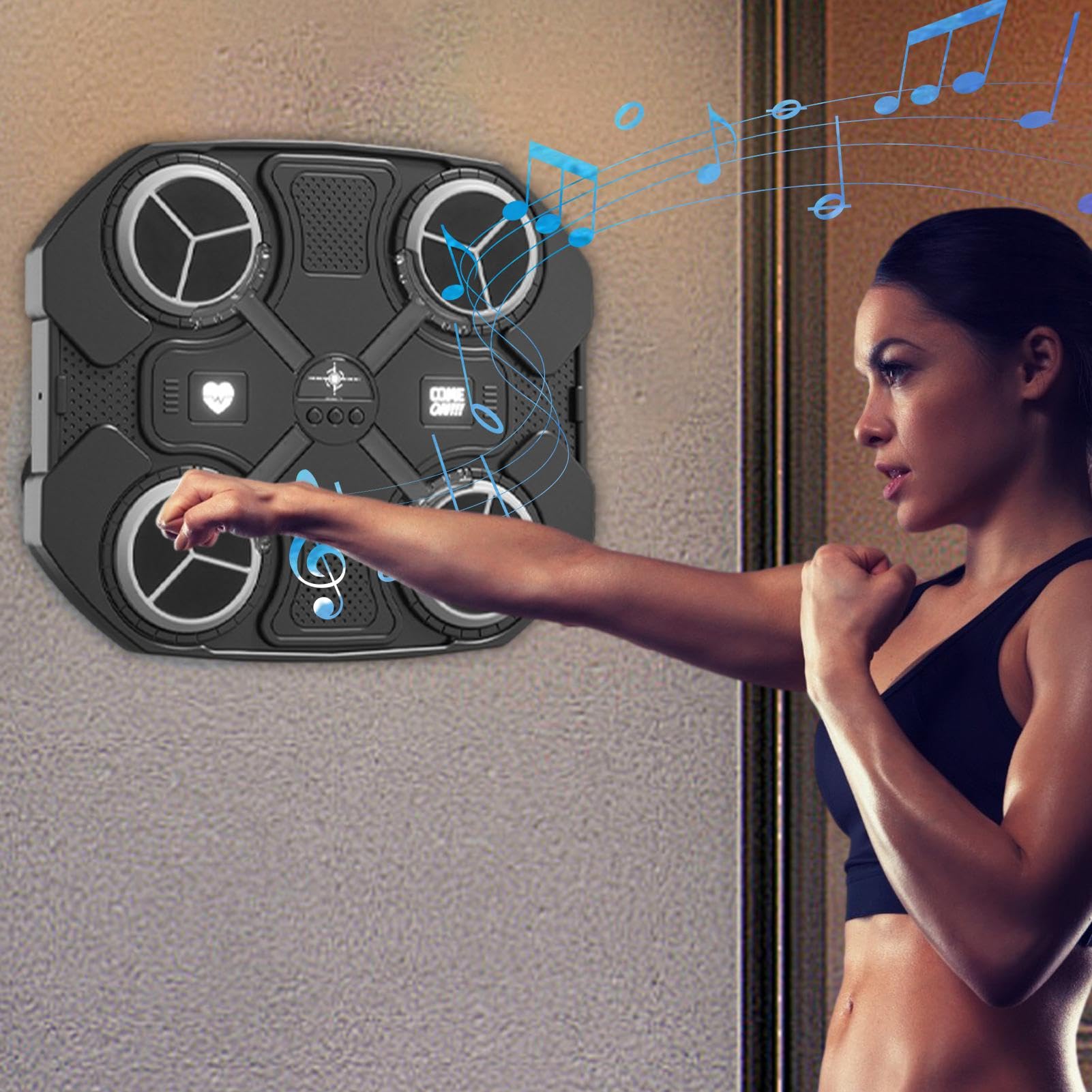 Music Boxing Machine for Adults - LED Punching Bag with Gloves, 3 Adjustable Volumes & Speeds, Home Boxing Equipment for Fitness & Stress Relief | Perfect for Home Gym, Cardio Workout & Boxing Training