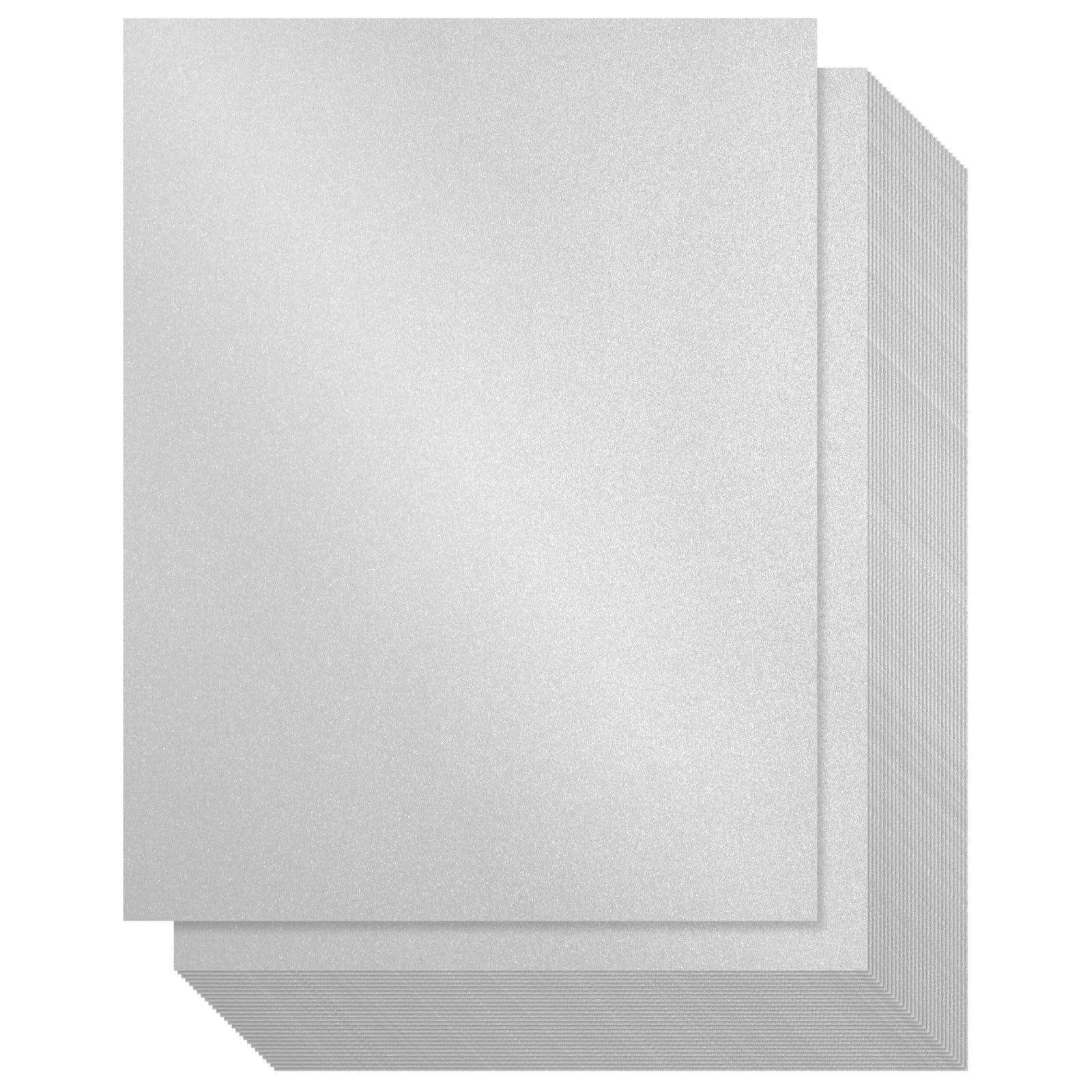 Premium 96-Sheet Silver Metallic Cardstock Paper - 250 GSM Double-Sided Shimmer Paper for Greeting Cards | Letter Size 8.5