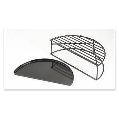 Big Green Egg Half Moon Raised Grids with Drip Pan for 2XL/XL Egg HMRGXL - Premium Grill Accessories for Outdoor Cooking, BBQ & Smoking | Perfect for Backyard Grilling, Camping & Tailgating