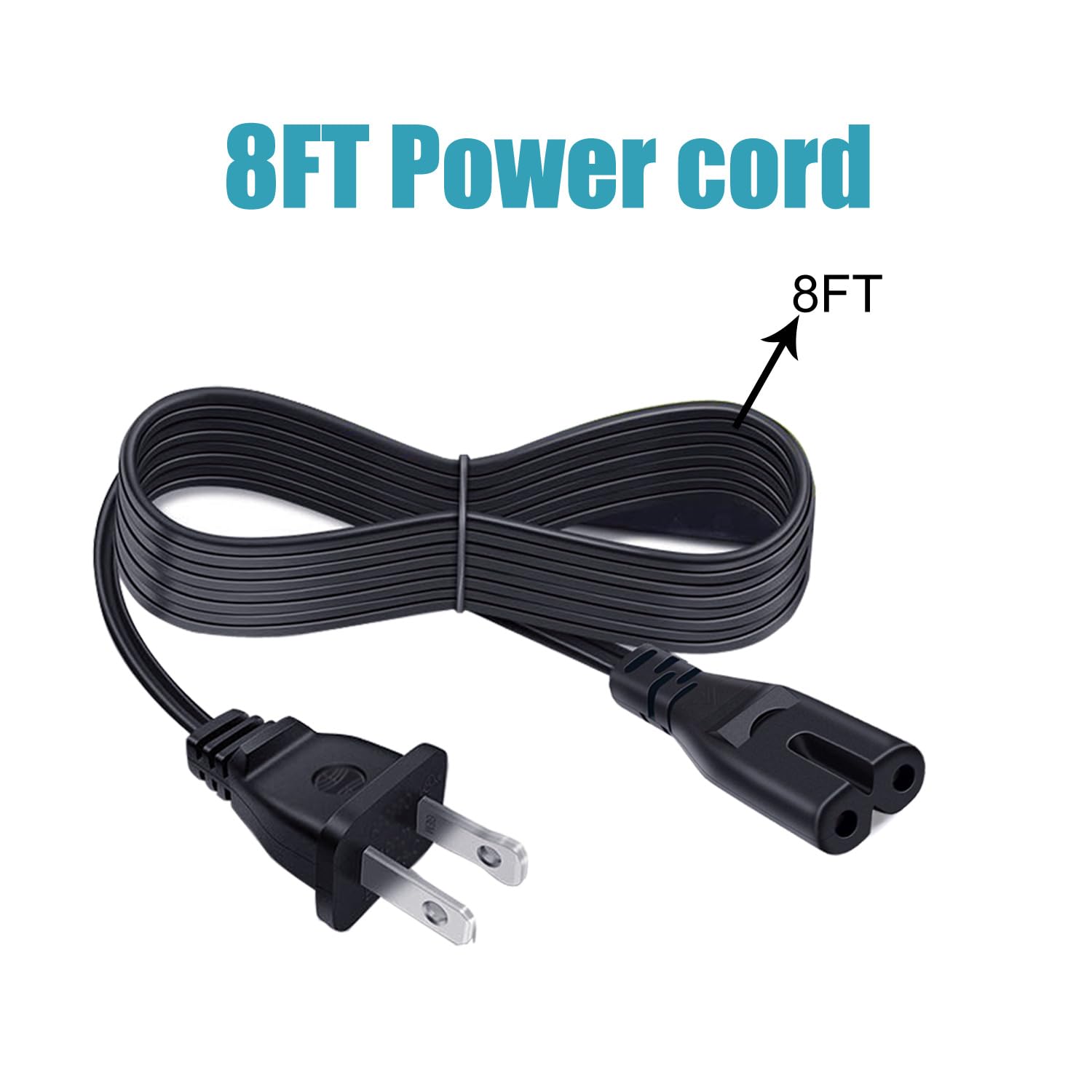 8Ft Replacement Power Cord for HP Envy 6055 Pro 6455 6420 6542 Printers | 2 Prong AC Power Cable | Perfect for Home Office & Small Business Printing Needs