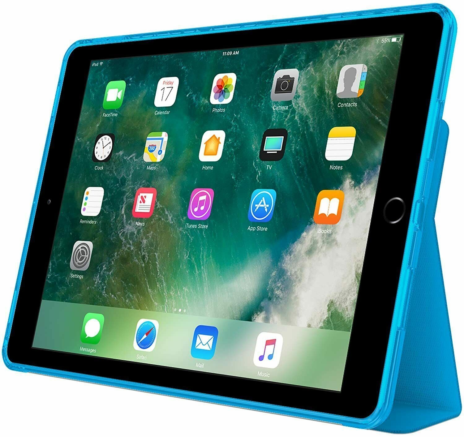 Incipio Octane Pure Folio Stand Case for iPad Air Pro 10.5 (2017 Model) - Clear Cyan | Protective Cover with Multiple Viewing Angles for Work, Travel & Home Use