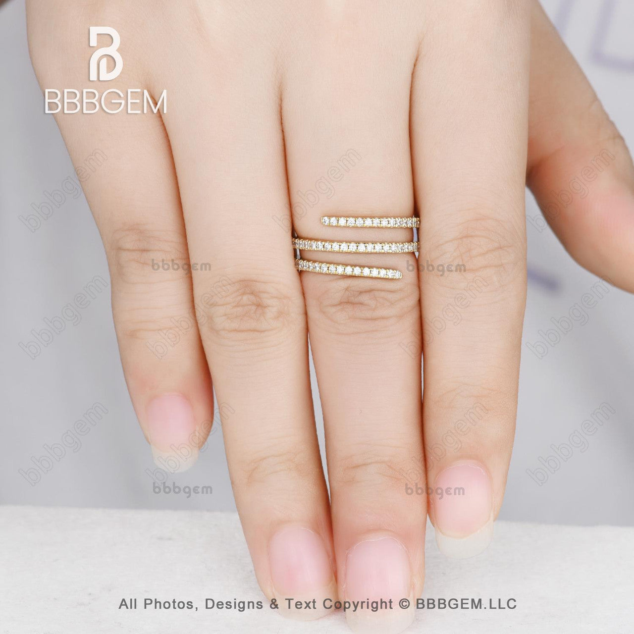 Elegant Silver & Yellow Gold Moissanite Spiral Wrap Ring for Women | Diamond Coil Finger Ring | Perfect for Weddings, Parties & Everyday Wear