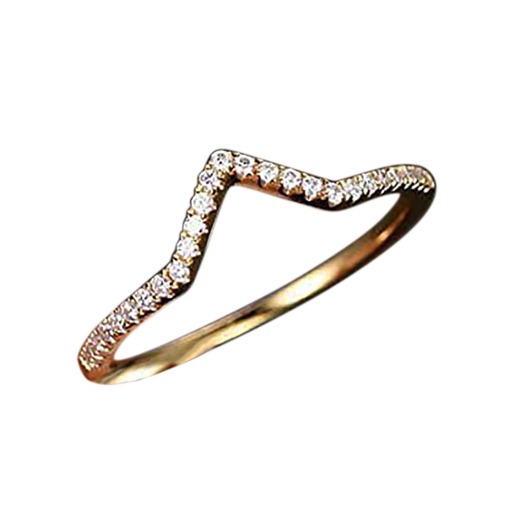 0.25 Carat Curved V-Shape Diamond Wedding Ring - 18k Gold Plated Half Eternity Matching Band for Women - Perfect for Anniversaries, Engagements & Special Occasions