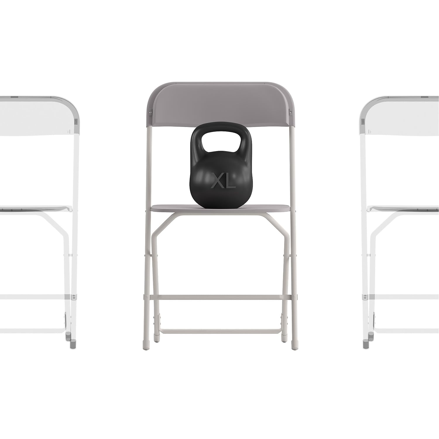 Flash Furniture Hercules Big and Tall Commercial Folding Chair - Extra Wide 650LB Capacity Durable Plastic Gray 4-Pack - Heavy Duty Stackable Chairs for Office, Conference, Events, and Outdoor Use