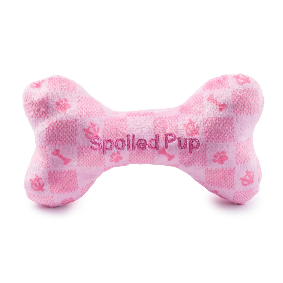 LV Style Pink Checkered Chew-Resistant Dog Toy for Small & Large Breeds - Durable Pet Chew Bone for Aggressive Chewers, Puppy Teething Relief & Playtime Fun