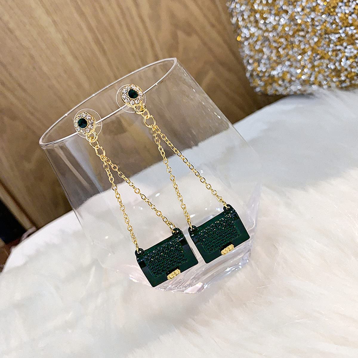 Elegant Women's Long Chain Tassel Handbag Earrings - Stylish Dangle Drop Jewelry for Girls & Ladies - Perfect for Parties, Dating & Shopping Accessories