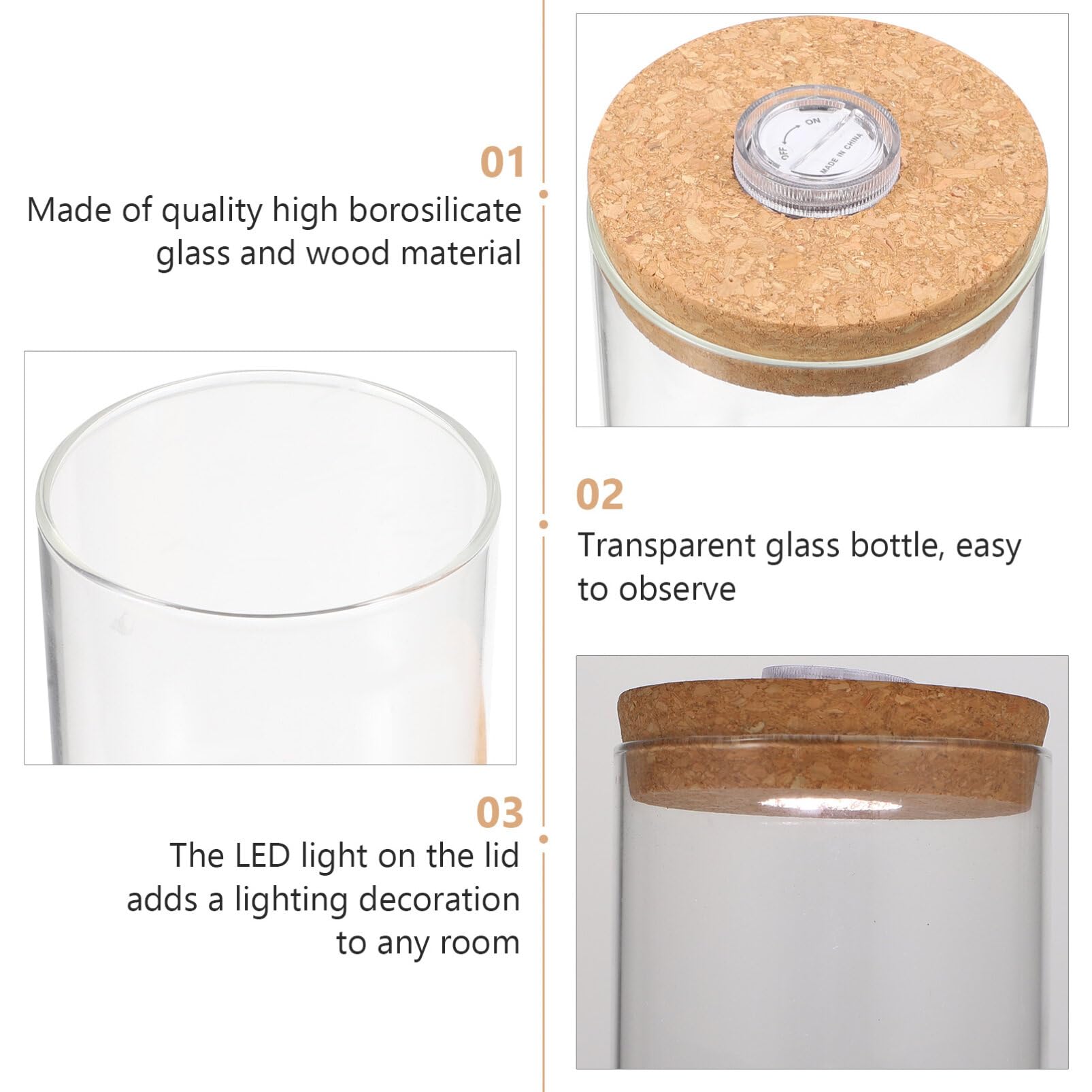 Mipcase LED Glass Terrarium Planter - Tabletop Glass Bottle Jar for Houseplants, Succulents & Air Plants - Perfect for Home, Office & Indoor Garden Decor