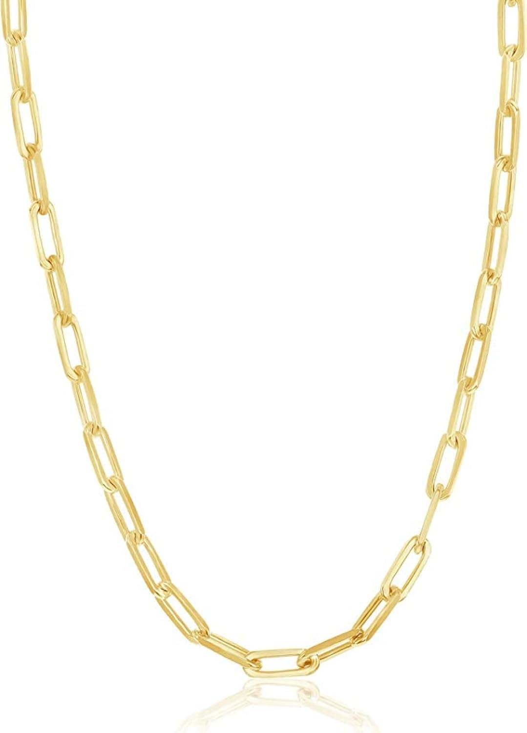 Beaux Bijoux Paperclip Chain Necklace for Women - Sterling Silver & 14k Gold Plated Trendy Layering Necklace | Adjustable Width & Length | Italian Crafted Fine Jewelry | Perfect for Everyday Wear, Office Style & Gift Giving