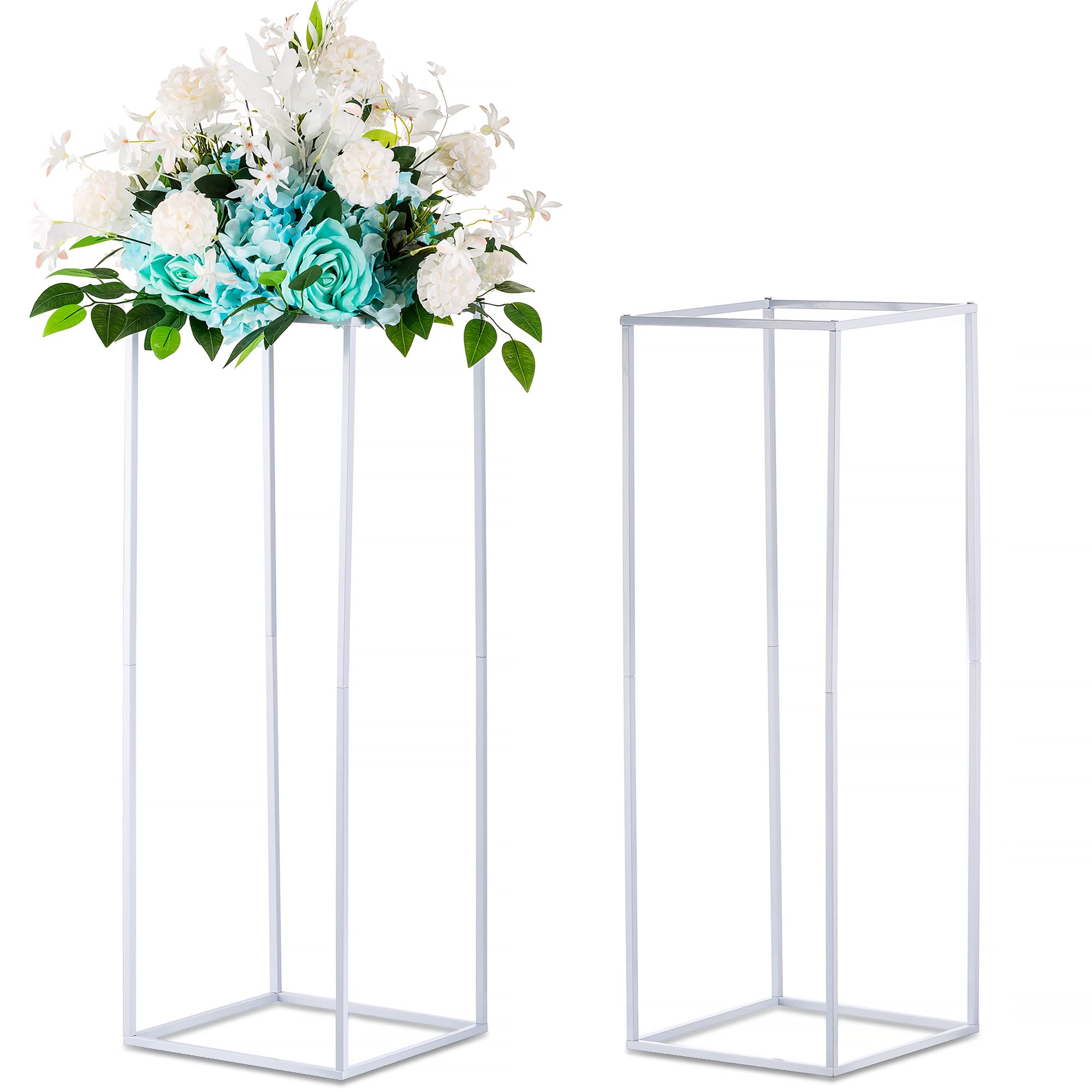 Elegant White Metal Wedding Centerpieces - 31.5 Inch Tall Geometric Flower Stand for Wedding Reception, Party & Event Decor | Perfect for Table Arrangements, Venue Decorations & Special Occasions