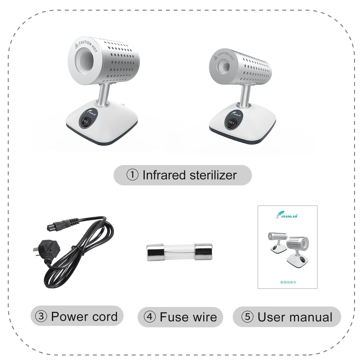 JOANLAB DS-900 Infrared Sterilizer for Inoculating Loop - 110V Lab Equipment for Microbiology, Vaccination & Petri Dish Sterilization - Perfect for Laboratory, Research & Medical Use