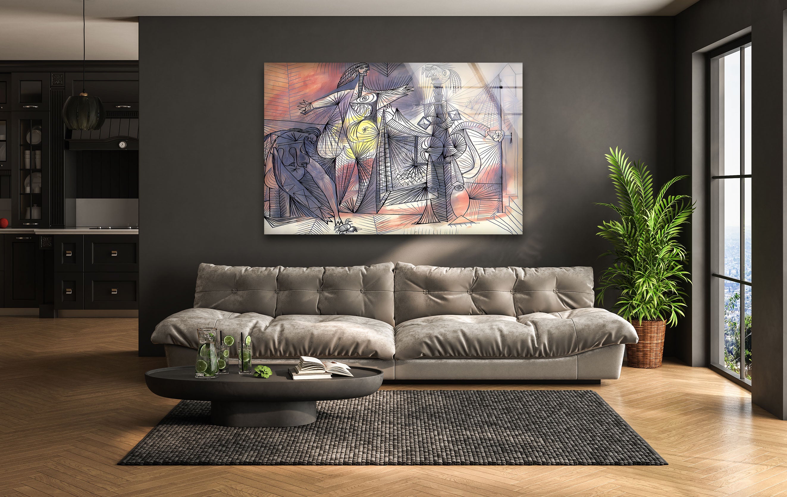 Pablo Picasso 'Bathers With Crab' Glass Wall Art - Stunning Home Decor for Living Room, Bedroom & Office