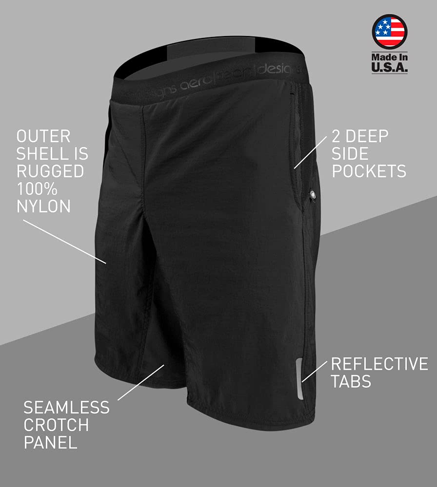 **USA-Made Men's Mountain Bike Shorts with Shell & Padded Liner - Durable MTB Gear for Trail Riding & Outdoor Adventures**