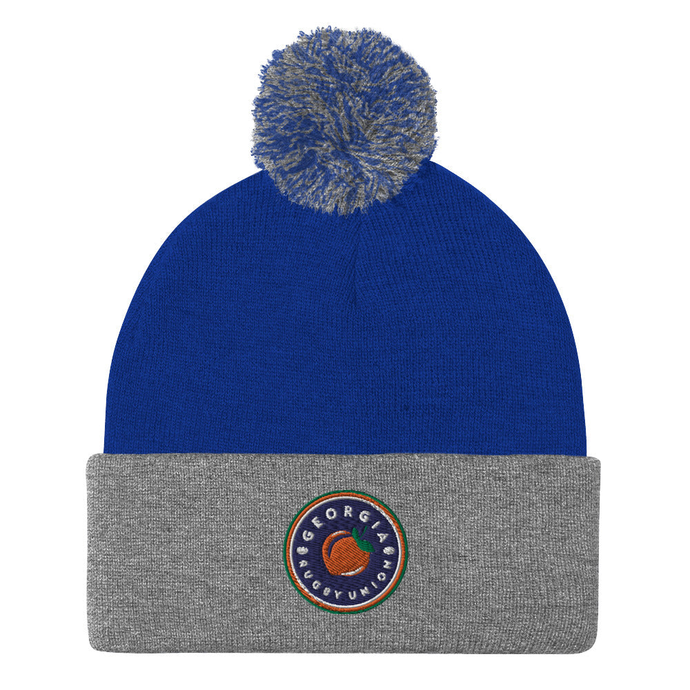 Georgia Rugby Union Winter Pom Pom Beanie Hat - Warm Knit Skull Cap for Men & Women - Perfect for Rugby Games, Outdoor Sports & Cold Weather