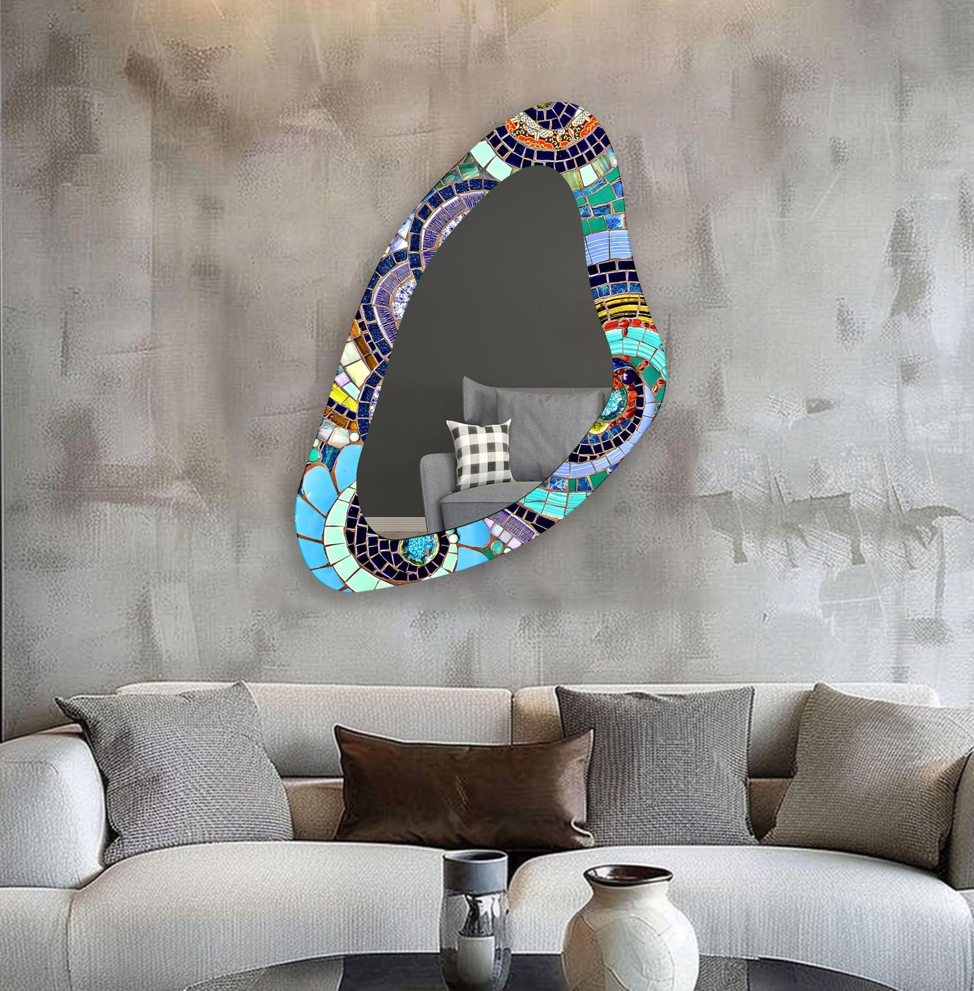 Stylish Irregular Shaped Glass Wall Mirror - Unique Home Decor for Living Room, Bedroom, or Entryway