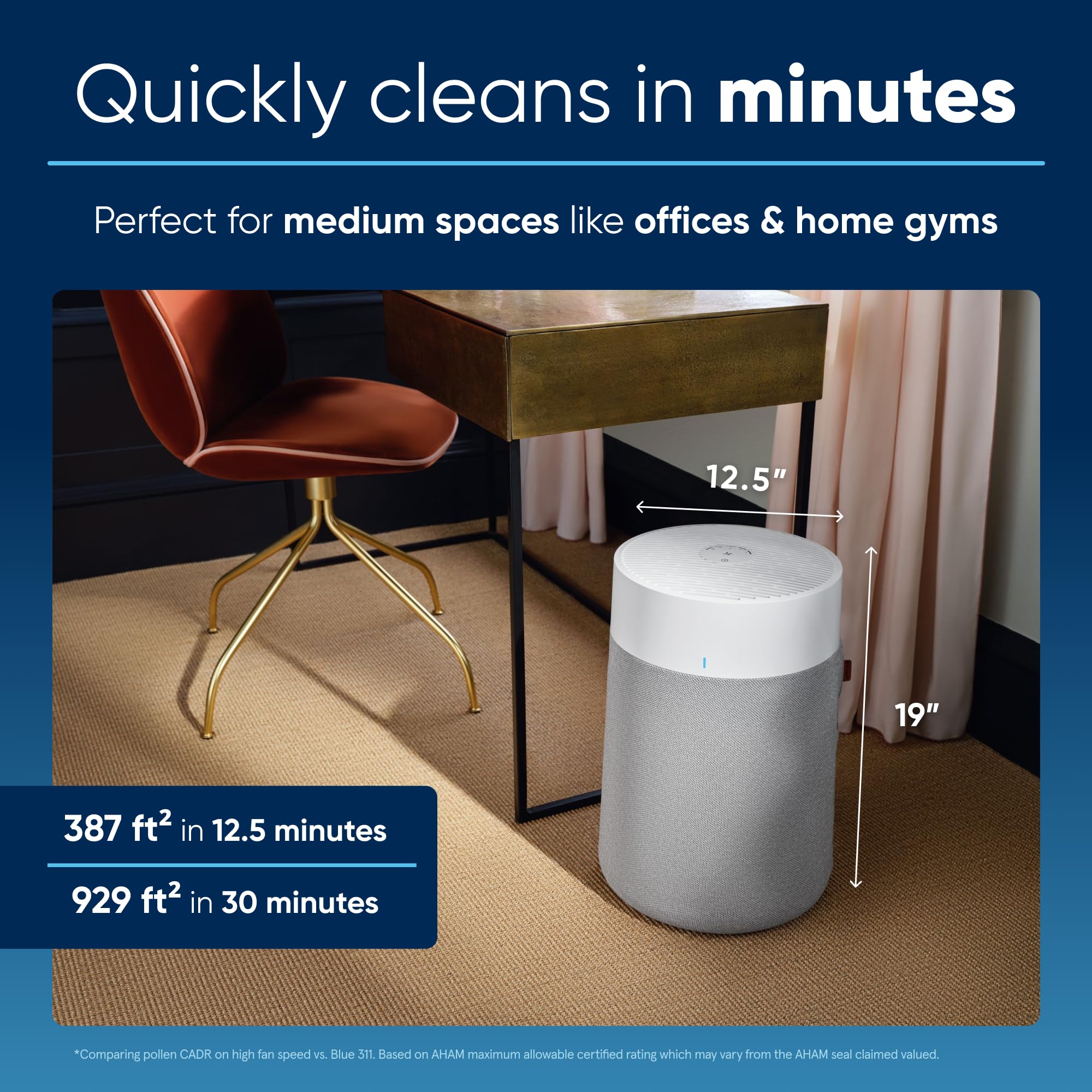 Blue Pure 311i Max HEPASilent Smart Air Purifier for Medium Rooms (Up to 1,858 sqft) - Removes Allergens, Dust, Mold, Smoke & Viruses - Ideal for Bedroom, Kitchen, Home & Pet Owners - Perfect for Allergy Relief & Cleaner Air While Sleeping or Cooking