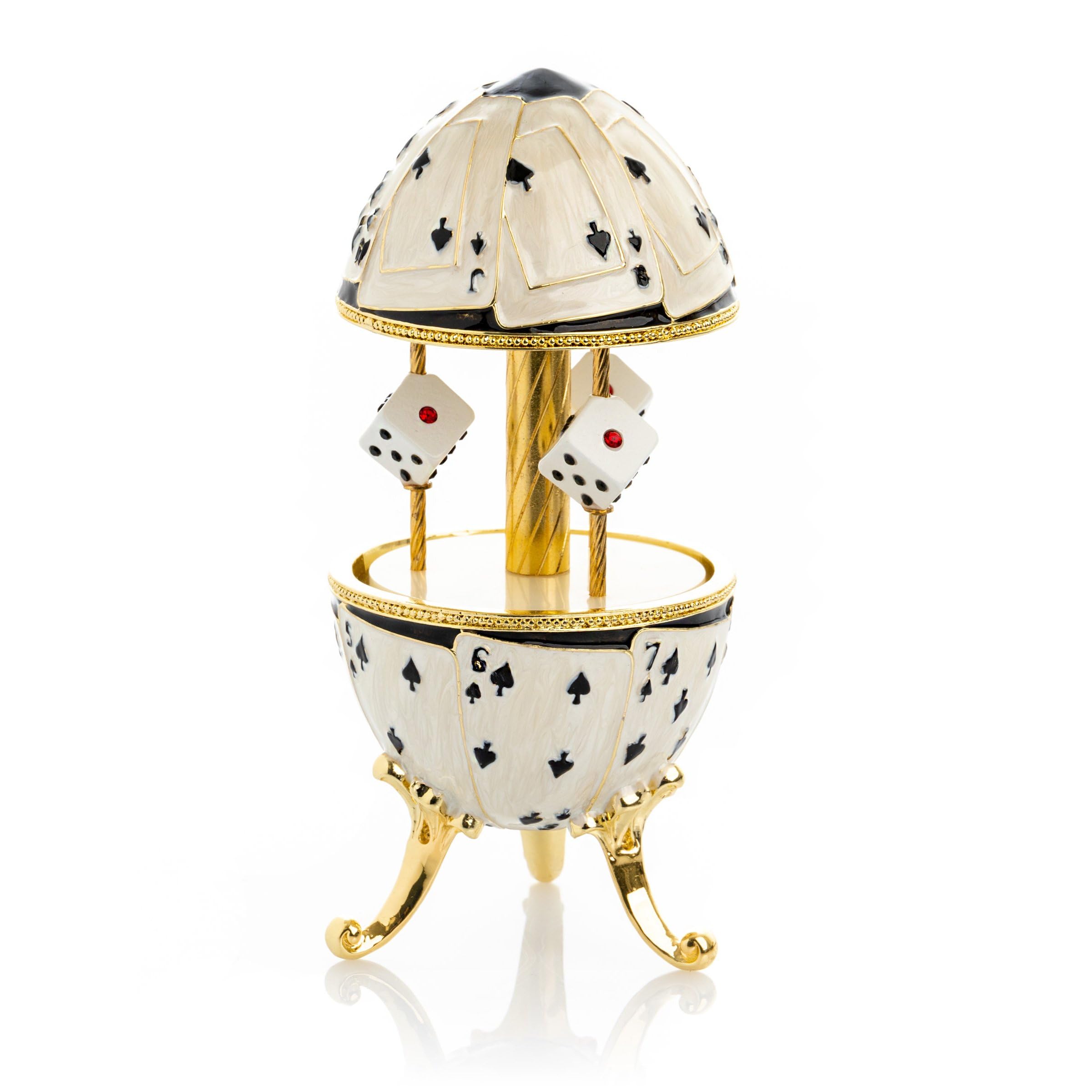 Keren Kopal Wind Up Music Box - Swan Lake by Tchaikovsky, Las Vegas Carousel Dice & Cards Design - Perfect for Collectors, Gifts, and Home Decor