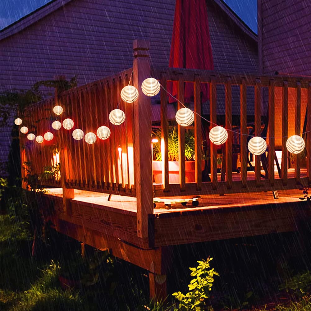 8.5Ft Outdoor White Lantern String Lights - 10 Mini Nylon Hanging Waterproof Fairy Lights for Patio, Bedroom, Wedding & Party Decor (White Wire) | Perfect for Garden, Backyard, Balcony & Indoor Festive Lighting