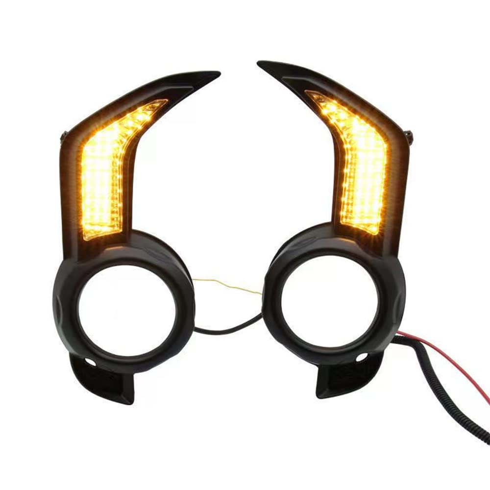 2PCS LED DRL Daytime Running Lights with Dynamic Turn Signal - Compatible with Toyota 4Runner 2013-2021 - White & Yellow Fog Lamps for Enhanced Visibility & Safety (Perfect for Night Driving & Bad Weather Conditions)