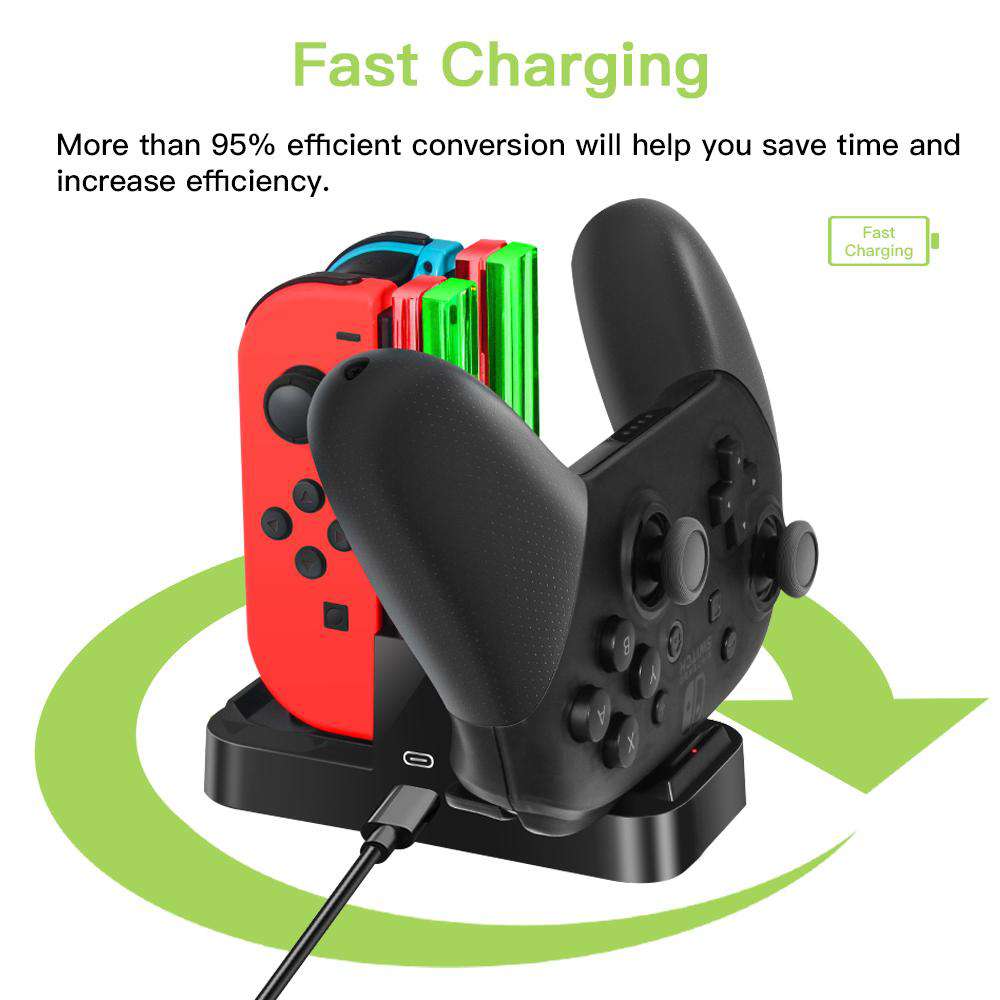 NexiGo Charging Dock for Nintendo Switch Joy-Con & Pro Controller - Fast Charging Station with LED Indicator - Perfect for Gaming at Home or Travel