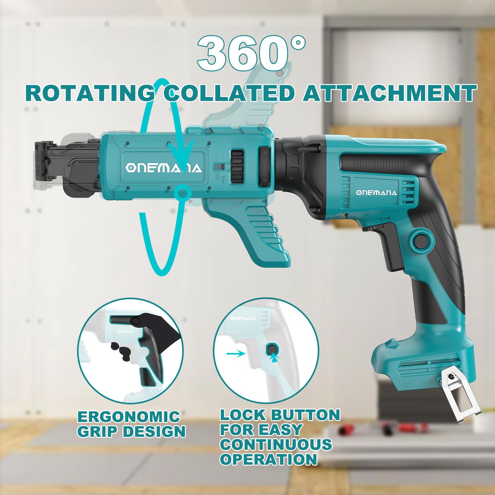 2 in 1 Brushless Drywall Screw Gun & Auto Feed Screwdriver Set - 20V Cordless with Length/Depth Adjustment, LED Light & Attachments - Perfect for Drywall Installation, Home Renovation & DIY Projects