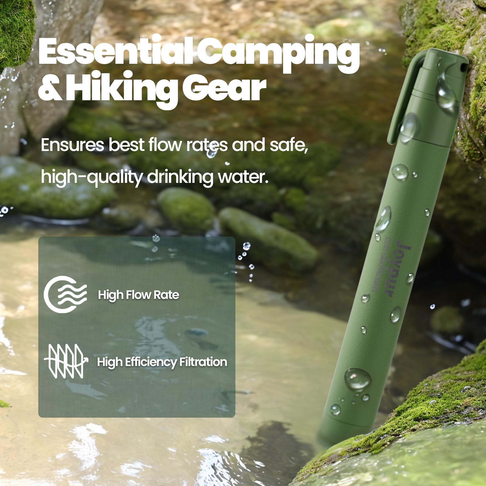 Portable Water Purification Straws for Camping, Hiking, Travel & Emergency - 2 Pack (Green + Black) | Essential Outdoor Gear for Clean Drinking Water on Adventures