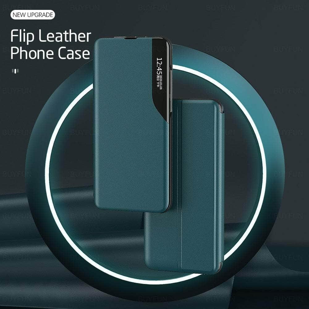 Samsung Galaxy A34 Leather Flip Case with Side View Window - Stylish Protection for Everyday Use, Work & Travel