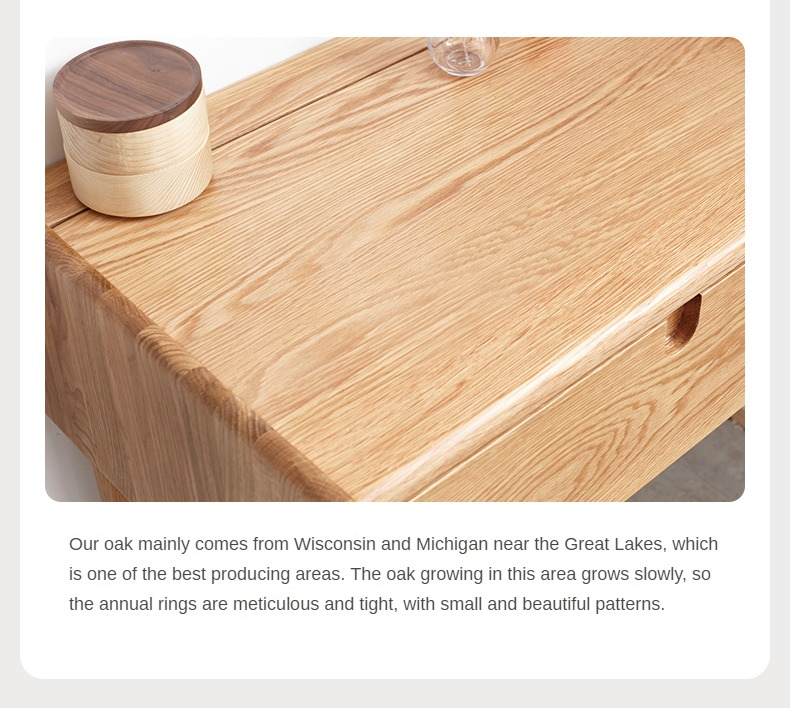 Solid Oak Wood Nightstand with Built-in LED Light - Modern Bedside Table for Bedroom, Living Room & Office