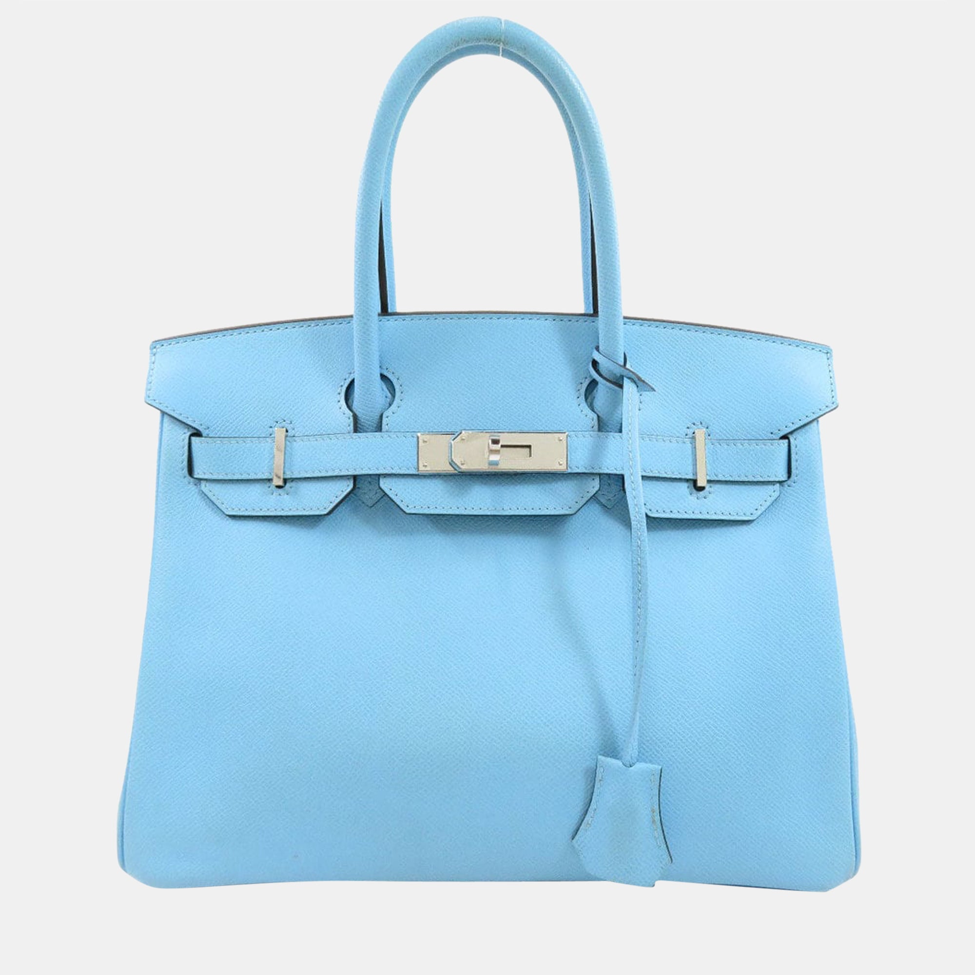 Authentic Birkin 30 Celeste Leather Handbag for Women - Luxury Tote Purse for Work, Travel & Special Occasions
