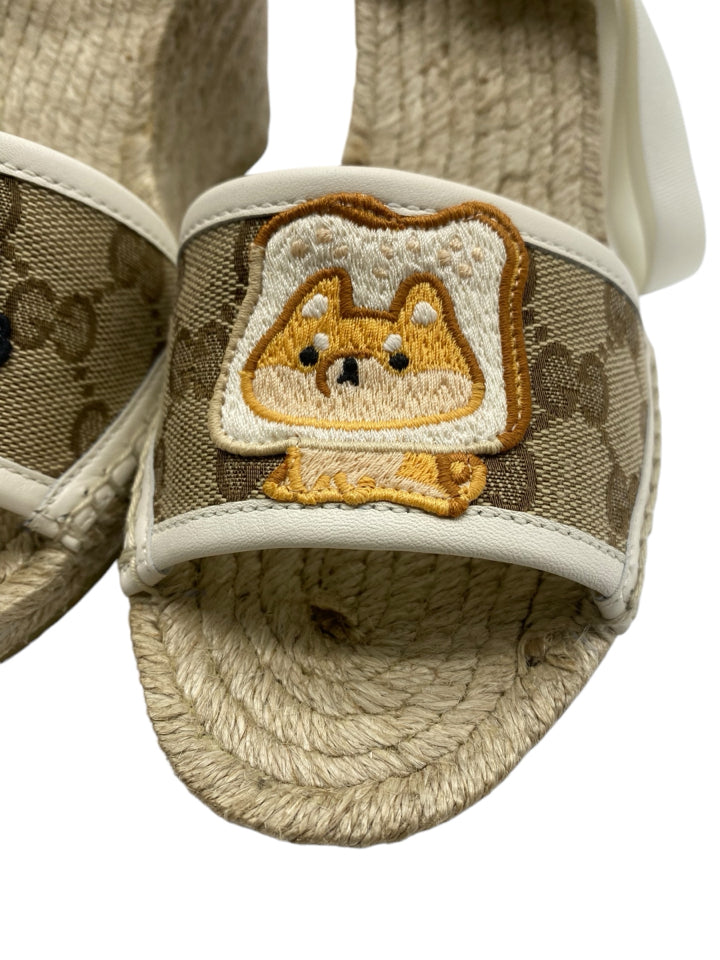 Gucci Women's Tan Espadrille Shoes with Patch - Size 39 (US 9) | Casual Summer Flats for Beach, Vacation & Everyday Wear