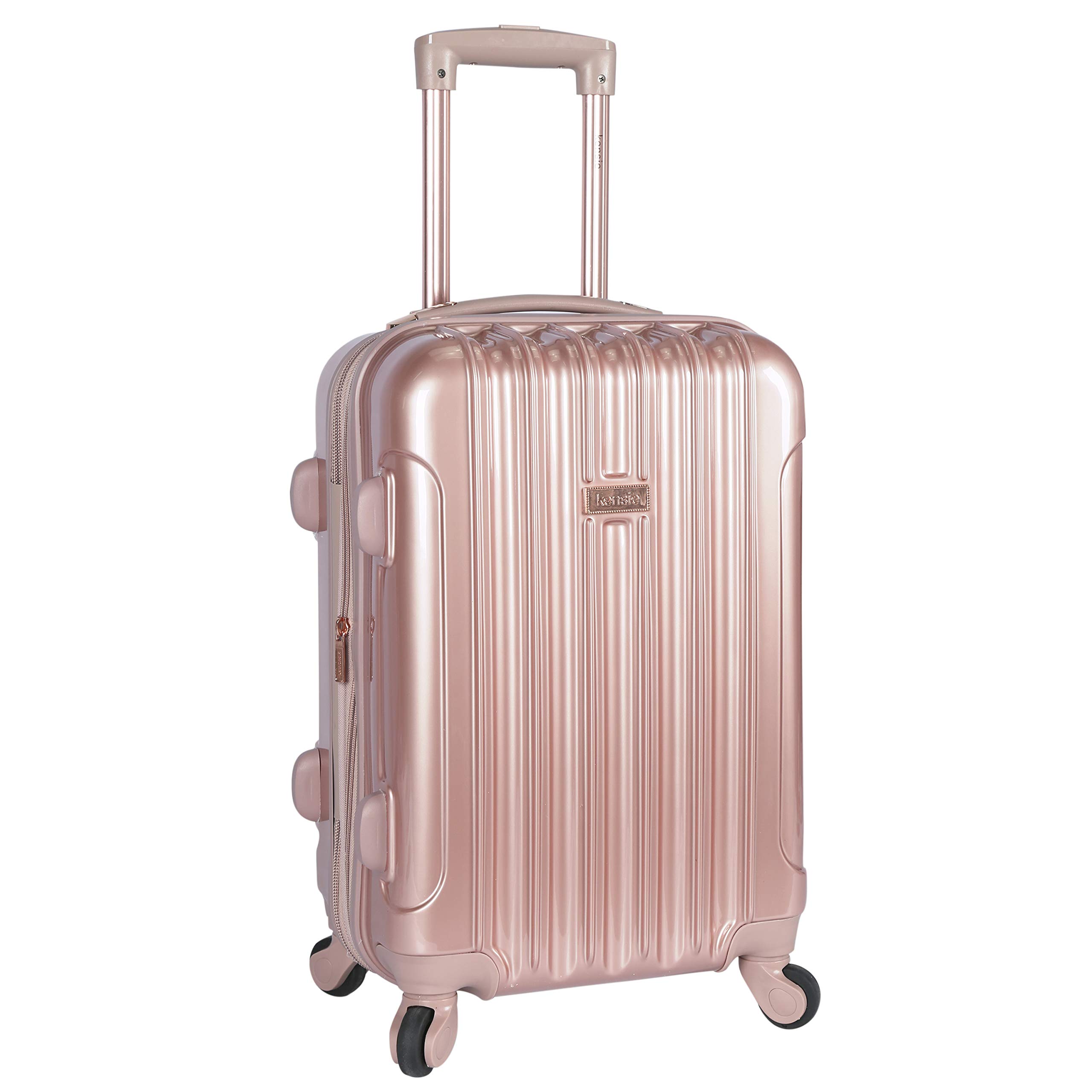Kensie Women's Alma 20-Inch Rose Gold Carry-On Luggage Set - Lightweight Spinner Suitcase for Travel, Business Trips & Weekend Getaways