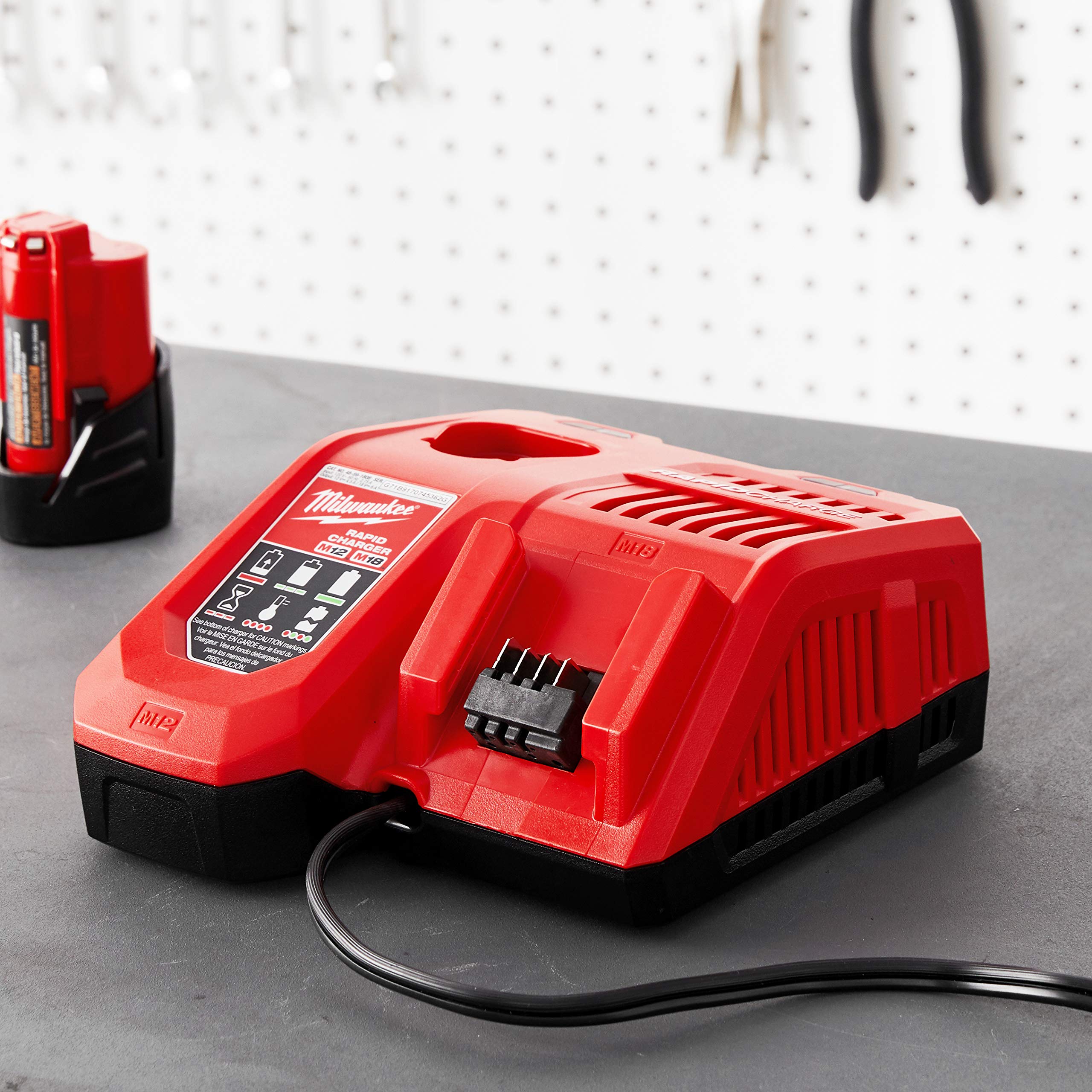 Milwaukee M18 & M12 Rapid Battery Charger - Fast Dual-Port Charging for Power Tools - Perfect for Job Sites & Home Workshops