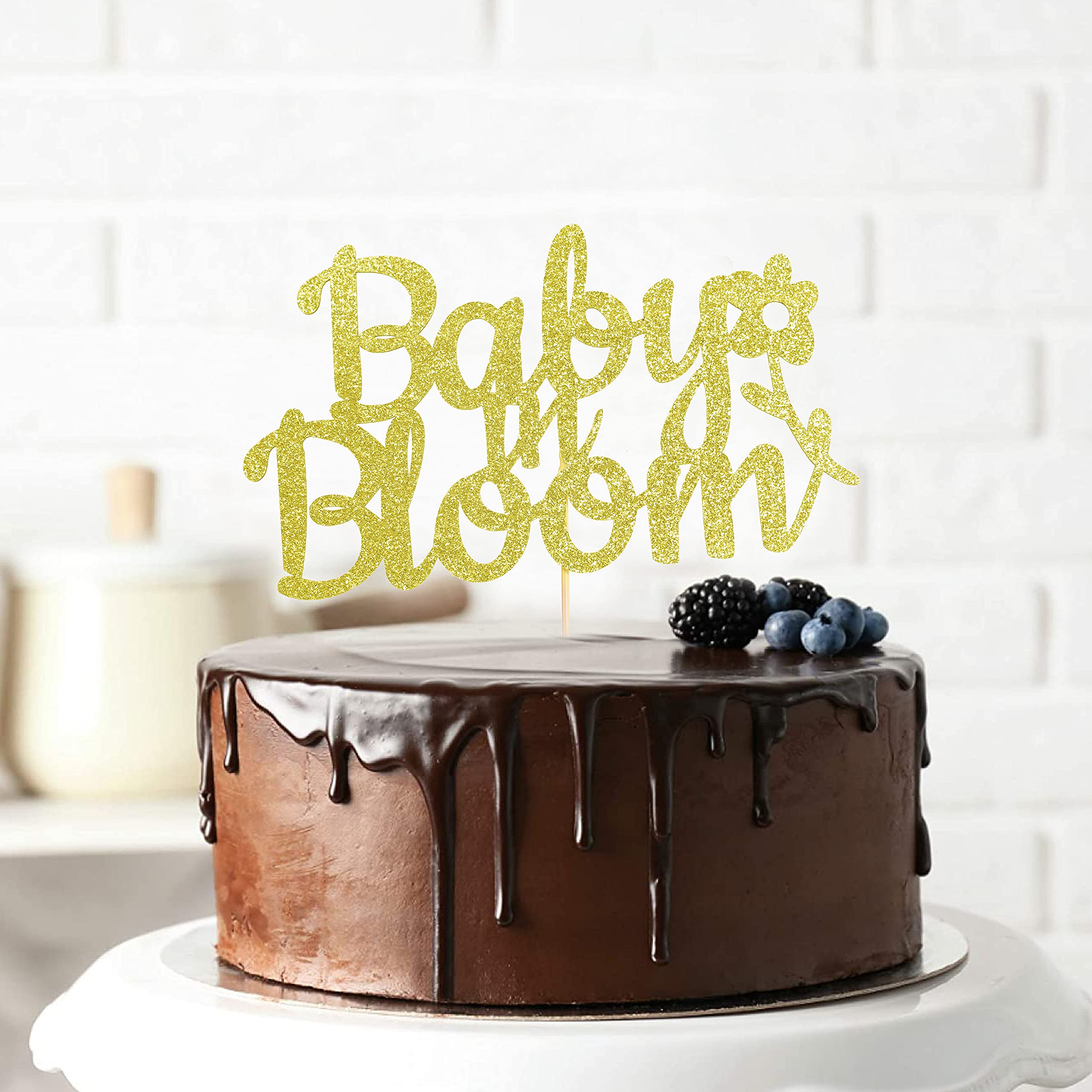 Gold Glitter Baby Cake Topper for Newborn Party - Elegant Smash Cake Decor & Photo Booth Props - Baby In Bloom Theme - Perfect for 1st Birthday, Baby Shower & Gender Reveal Celebrations