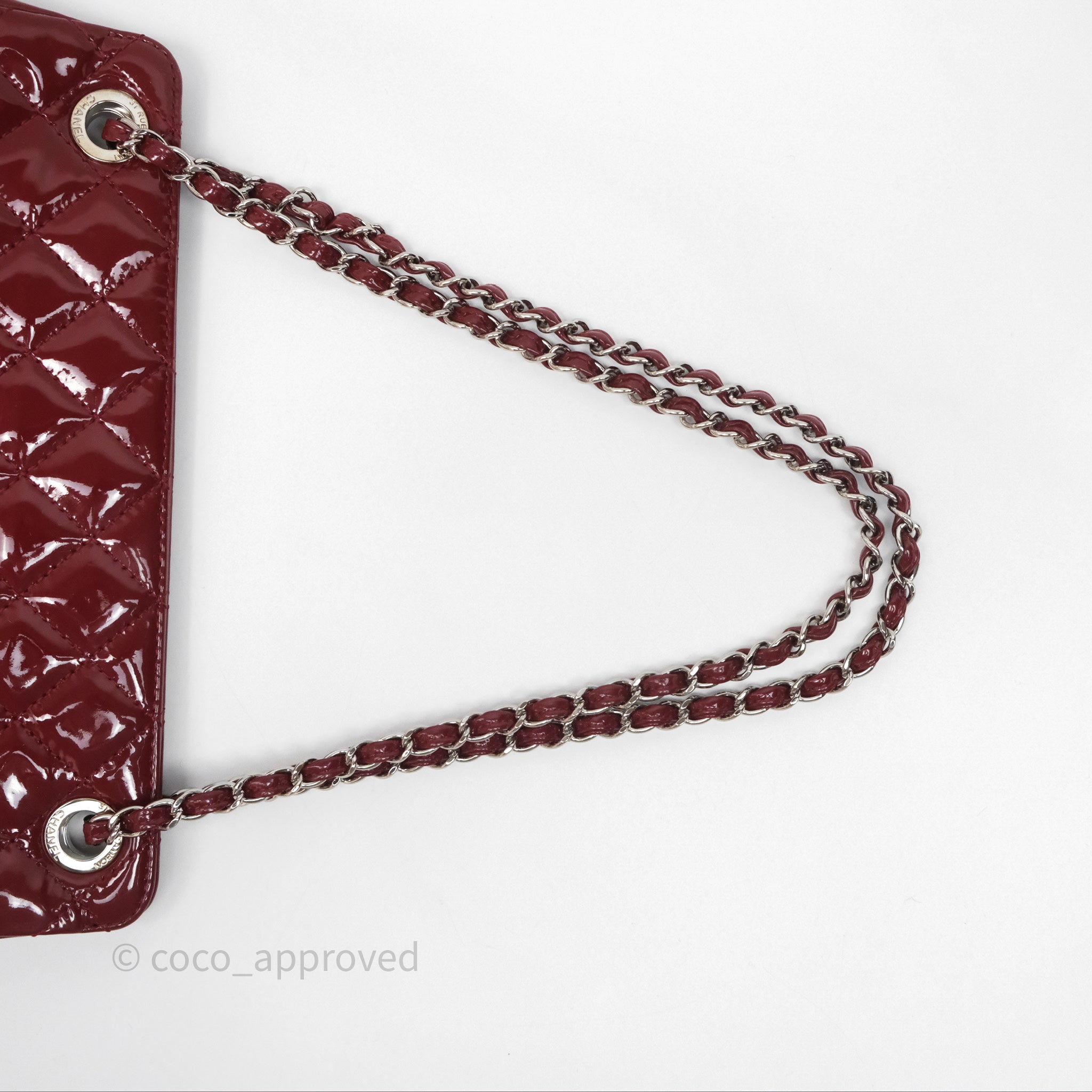 Chanel CC Shopping Tote Bag in Red Patent Leather with Silver Hardware - Perfect for Work, Travel & Everyday Luxury