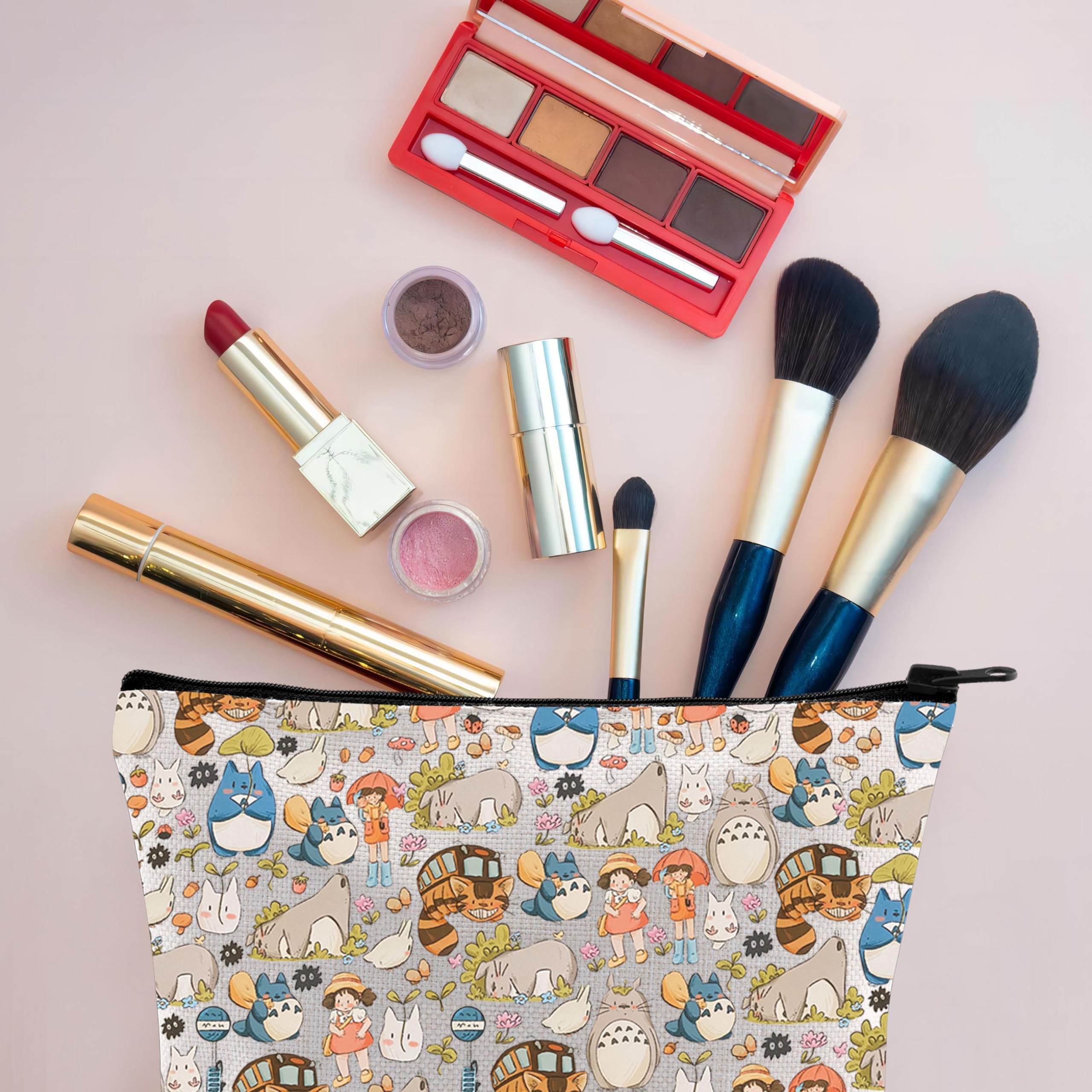VAMSII Loong Cat Animated Movie Merch Canvas Makeup Bag - Kawaii Cute Gift for Movie Fans, Cosplay & Travel Essentials