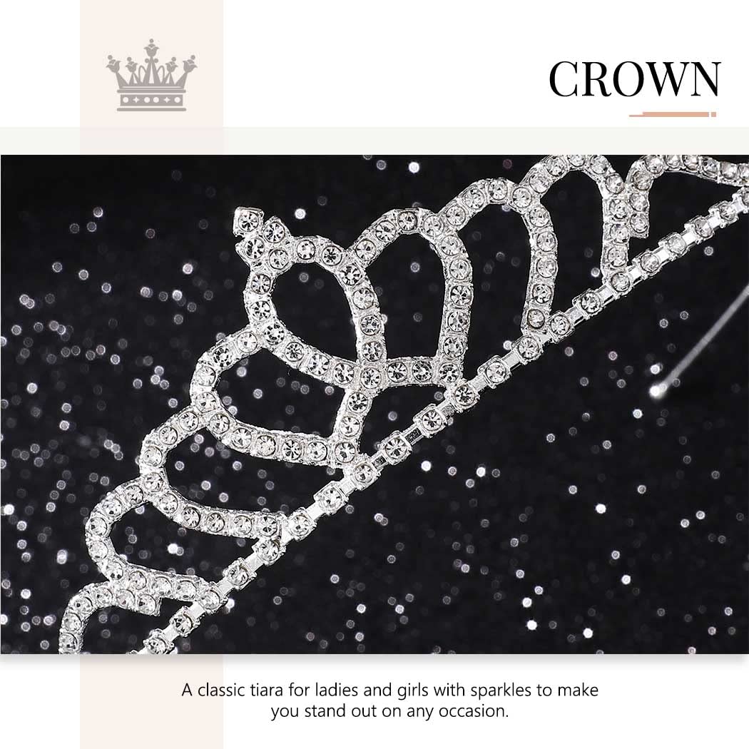 Sparkling Silver Tiara Crown with Rhinestones - Elegant Princess Crown for Girls & Women | Crystal Birthday Headband for Parties, Weddings & Special Events | Perfect Hair Accessory for Costumes & Celebrations