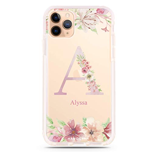 Personalized Monogram Floral Frosted Bumper Case for iPhone 11/11 Pro/11 Pro Max - Custom Name Engraved Phone Cover [Perfect Gift for Women, Birthday & Anniversary]