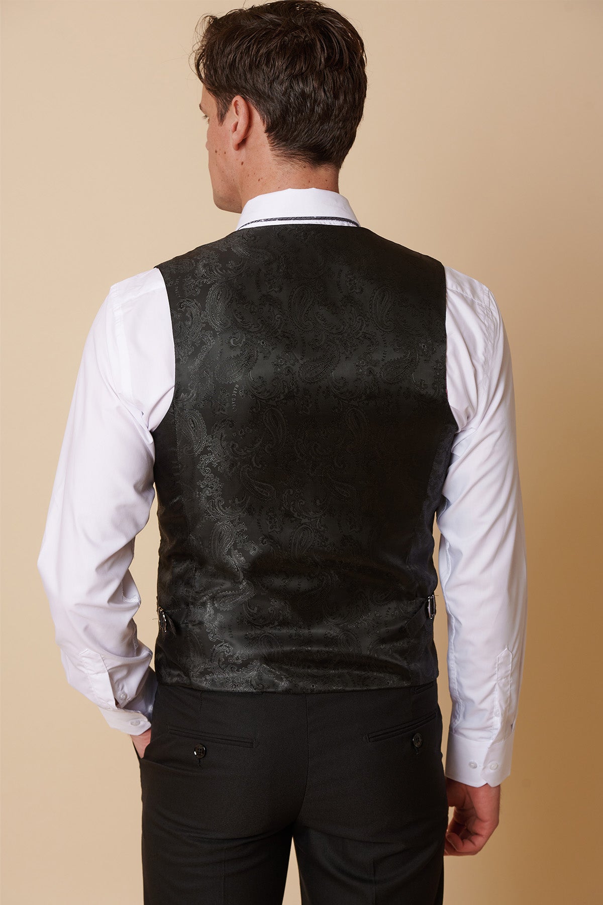 DANNY Men's Black Single Breasted Waistcoat Vest - Slim Fit Formal Wear for Weddings, Business & Special Occasions
