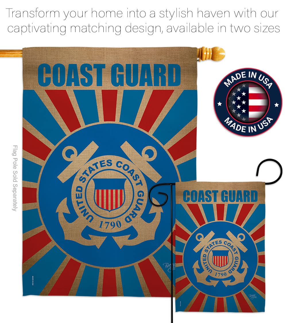 USCG Garden Flag Set with Stand - Double-Sided Military Yard Banner for Veterans