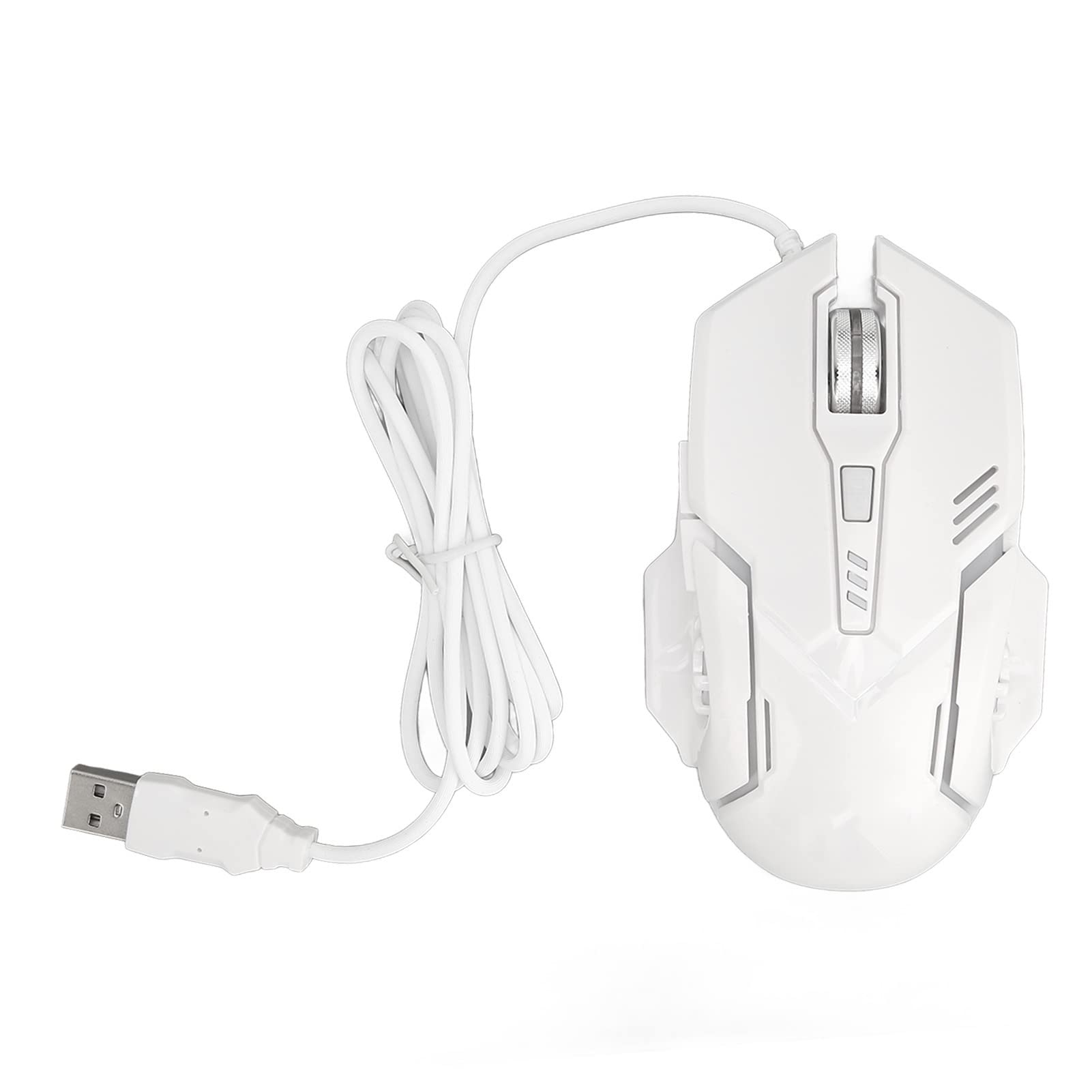 F7 Wired Gaming Mouse with RGB Backlit, 6 Programmable Buttons, Adjustable 3600 DPI, Ergonomic Design for PC & Laptop - Perfect for FPS, MOBA & Office Work (White)