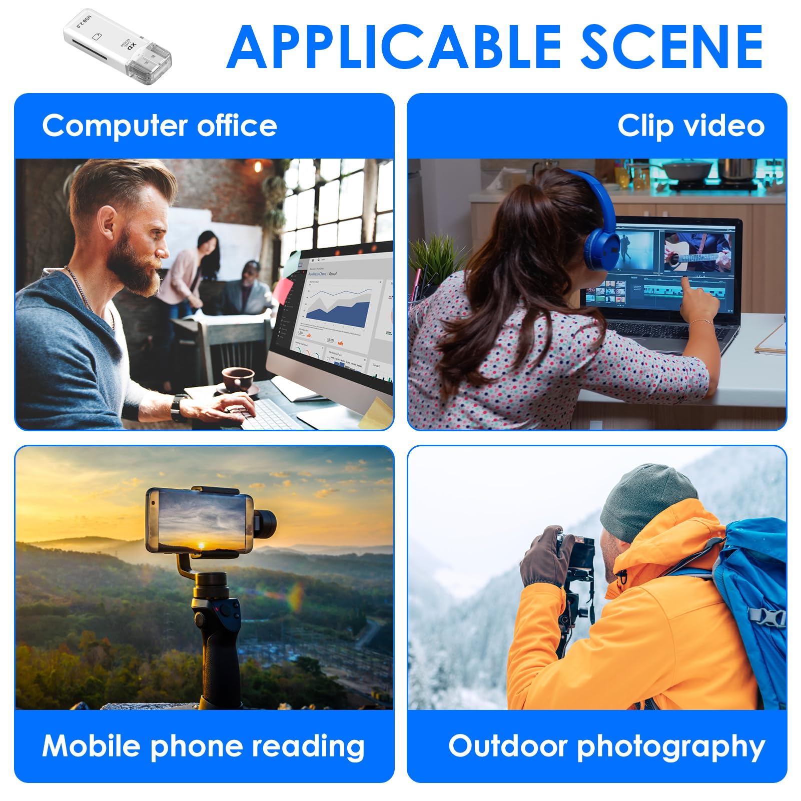 USB 2.0 XD Memory Card Reader - Portable Compact Flash Card Adapter with 480MB/s Speed for Fuji & Olympus Cameras | Plug & Play for Windows & Mac | Perfect for Travel Photography & Quick File Transfers