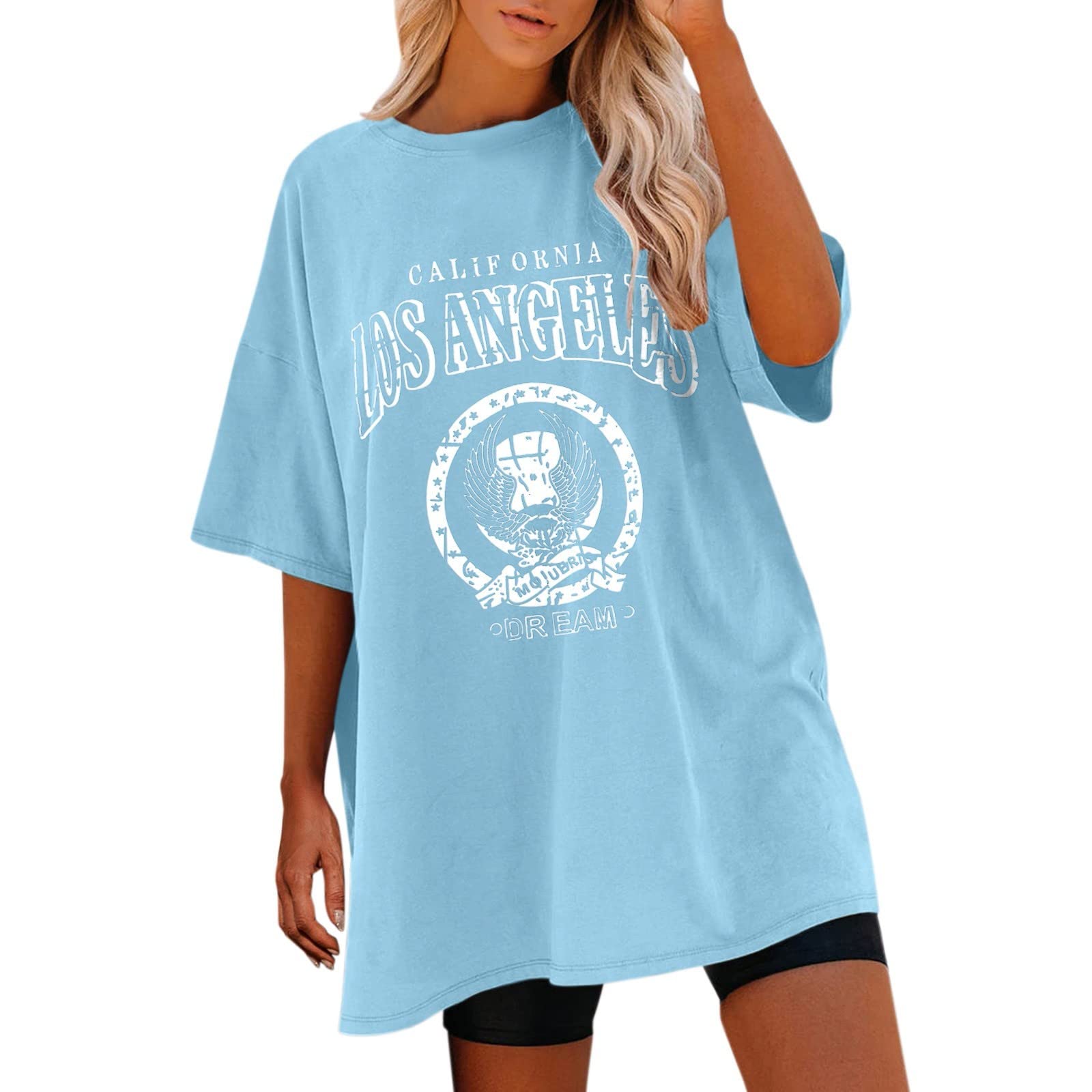 Funny Graphic Tees for Women - Oversized Short Sleeve T-Shirt with Sun and Moon Design | Casual Wear, Street Style & Festival Outfits