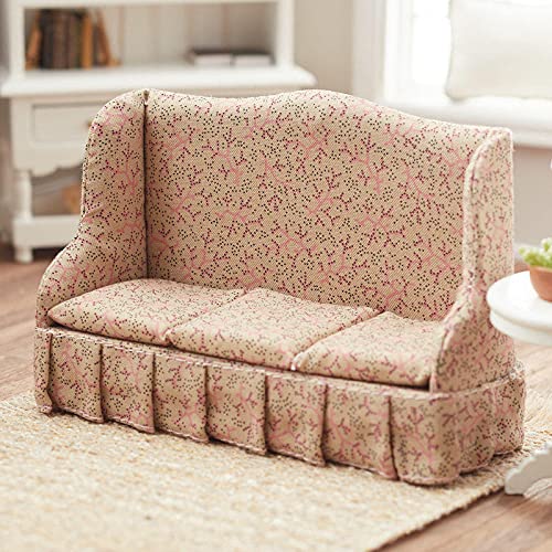 Miniature Tan Fabric Sofa for Dollhouse - Realistic 1:12 Scale Furniture - Perfect for Dollhouse Decor, DIY Projects & Collectors