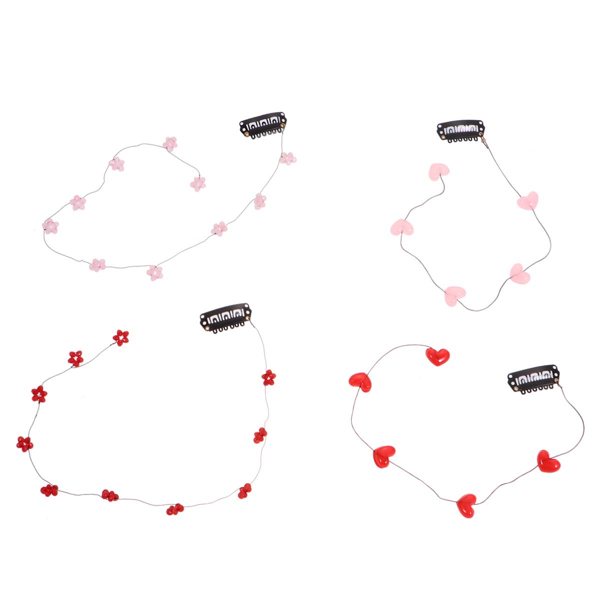 Beaupretty 4pcs Handmade Streamline Hair Extensions Clip Pins with Heart Beads - DIY Hair Clips for Women, Girls - Perfect for Weddings, Parties, Cosplay & Daily Hair Accessories